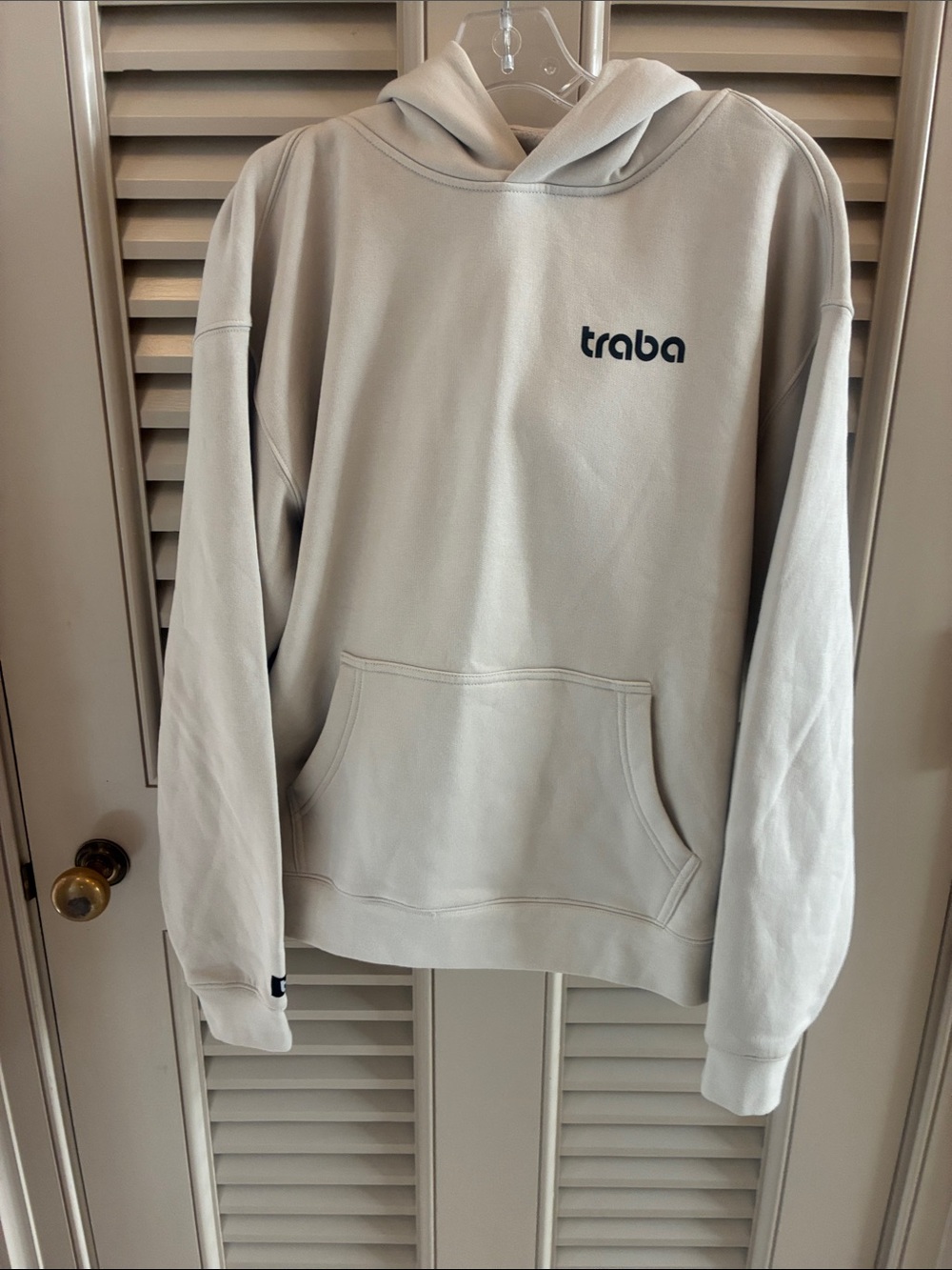 TRABA Light Gray Hoodie with Front Pocket